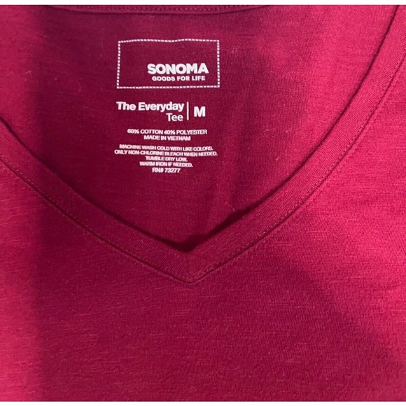 Sonoma The Everyday Tee Womans Long Sleeve V Neck Red Size M - Picture 3 of 3